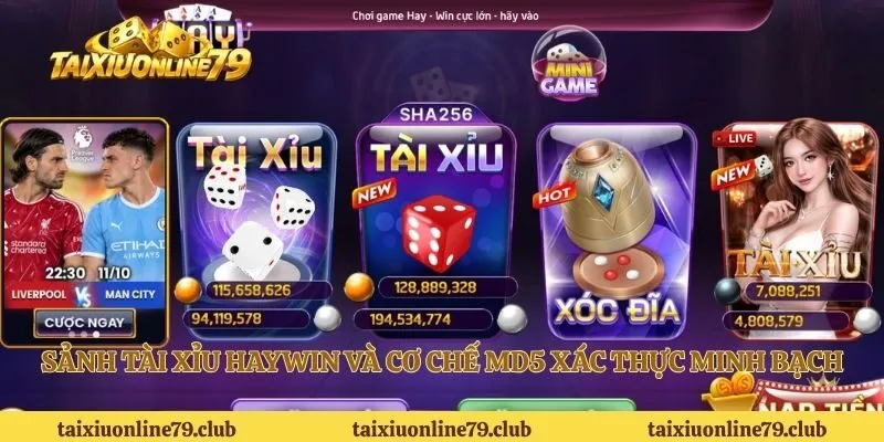 Sảnh Tài Xỉu Haywin Và Cơ Chế Md5 Xác Thực Minh Bạch